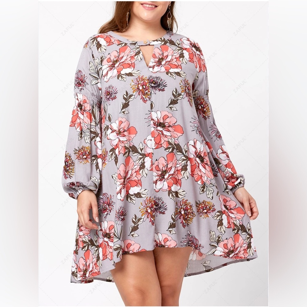 H ❤️ X Gray and Pink Graphic Dress or Tunic giving free people vibes/ Size XXL